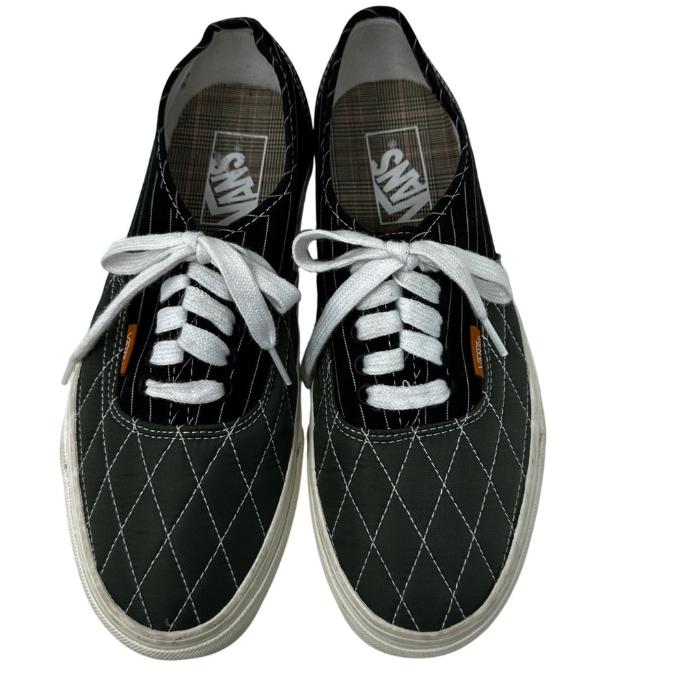 Vans Men 7/Wmn‎ 8.5 Black Olive Quilted Stripe Sneakers Preppy Academia Menswear